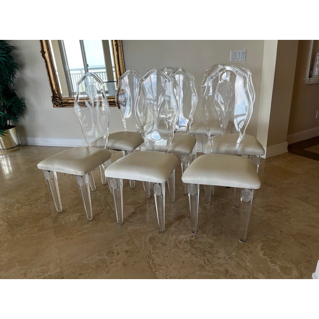 Vintage Acrylicore /Shahrooz Hollywood Regency Style Lucite Dining Chairs - Set of 8 For Sale - Image 4 of 12
