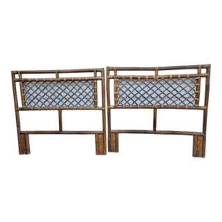Vintage Ficks Reed Trellis Rattan Twin Headboards For Sale