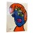 1970s Peter Keil Abstract Cubist Blue Portrait Painting For Sale