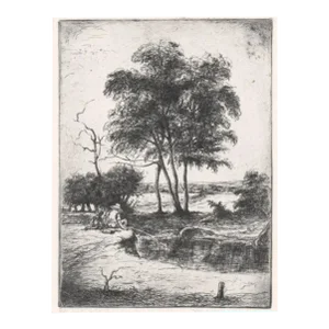 1930s Julius Komjati Landscape With Figures Etching