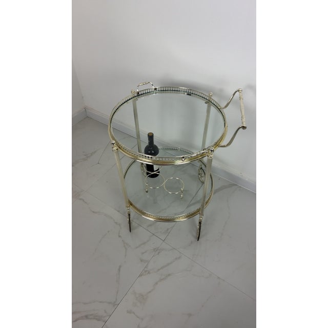 Mid-Century Circular Chrome-Plated Brass Bar Cart, 1960s For Sale - Image 11 of 12