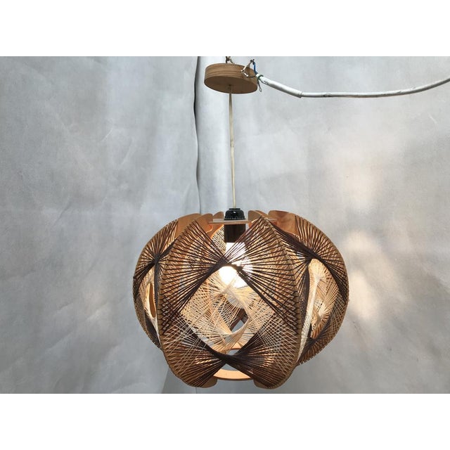 Ceiling lamp woven with thick threads, HONSEL, 1970s. E27 bulb. Height: adjustable from minimum - 55 cm Diameter: - 42 cm....