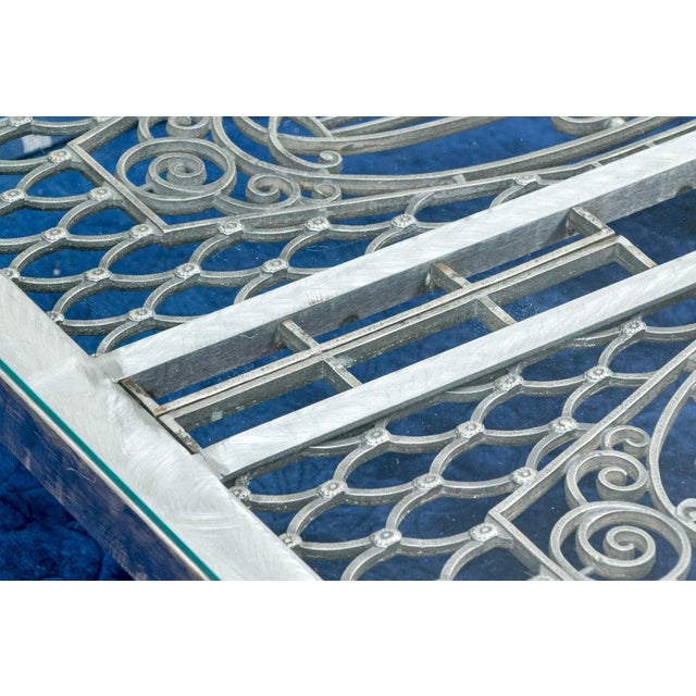 1990s Vintage Brushed Steel Glass Top Coffee Table For Sale - Image 4 of 11