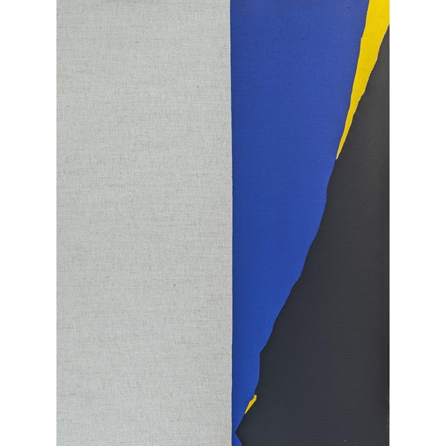Emmanuel Araujo "Alesund" Contemporary Blue, Yellow & Black Geometric Abstract Painting, 2019 For Sale In Houston - Image 6 of 11