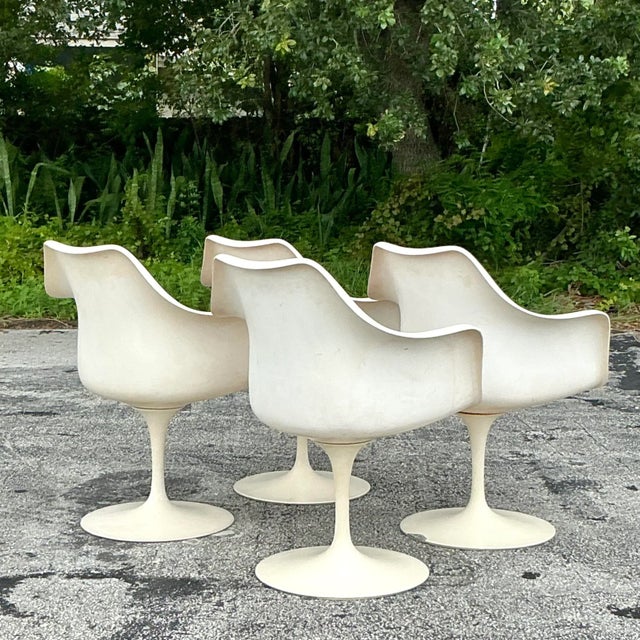 Vintage Mid-Century Modern Eero Saarinen Br50 Tulip Chairs - Set of 4 For Sale In West Palm - Image 6 of 9