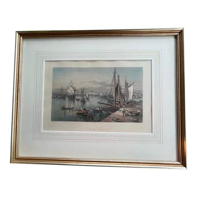 Late 19th Century Hand Colored Engraving "City of Boston" For Sale