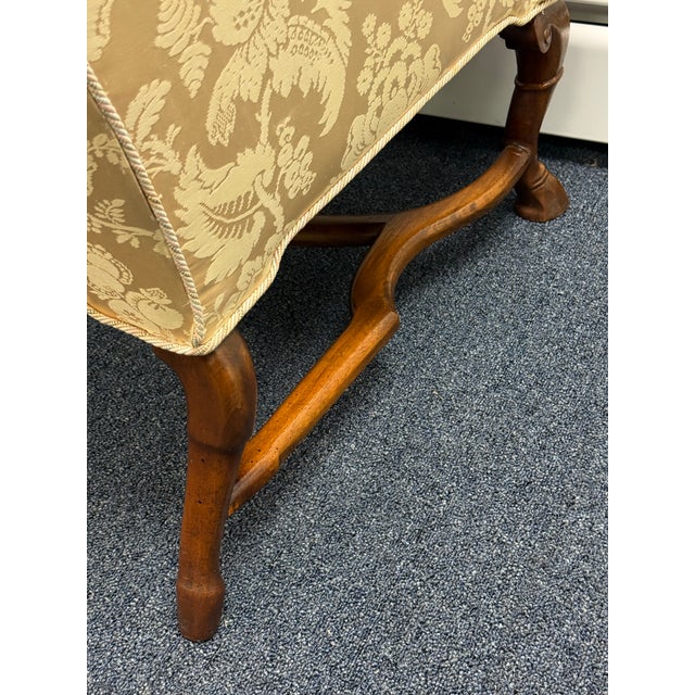 1960s Mid 20th Century Damask Upholstered Oversized Chair / Petite Settee For Sale - Image 5 of 12
