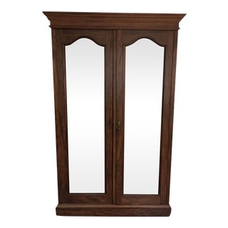 Solid Wood Armoire With Antiques Mirrors For Sale