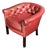Red Leather Button Back Armchair, 1985 For Sale