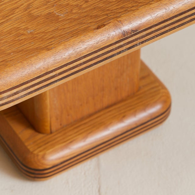 Wood French Square Oak Side Table with Inlaid Detailing, 1960s - 2 Available For Sale - Image 7 of 8