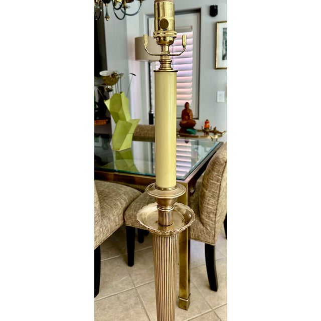 Brass Vintage French Directoire Style Solid Brass & Marble Floor Lamp For Sale - Image 8 of 16