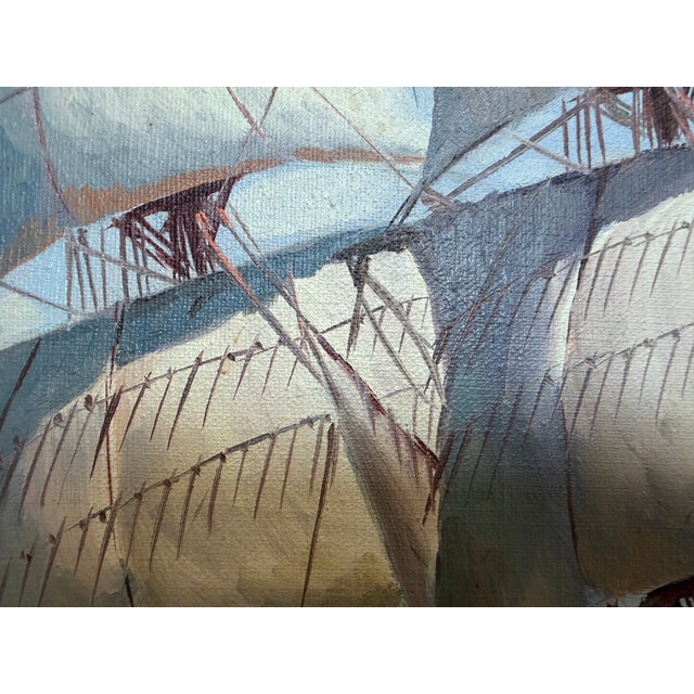 Maritime Oil Painting by Humberto Fernandes (1937-2005), Sailing Ship Seascape For Sale - Image 9 of 13