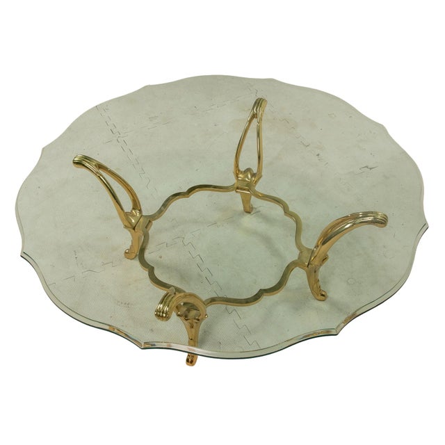 Hollywood Regency Brass & Glass Sculptural Coffee Table For Sale In Tampa - Image 6 of 6