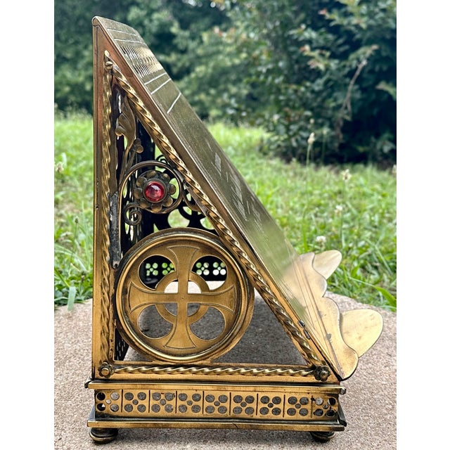 Late 19th Century Gothic Revival Brass Missal Bible Stand For Sale - Image 5 of 18