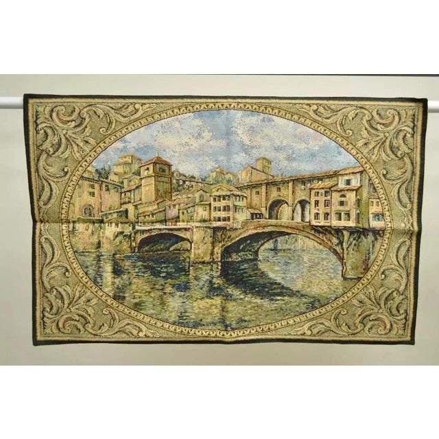 26" X 42" French Wall Hanging Tapestry Jacquard Ponte Vecchio Bridge Landscape For Sale In Philadelphia - Image 6 of 6