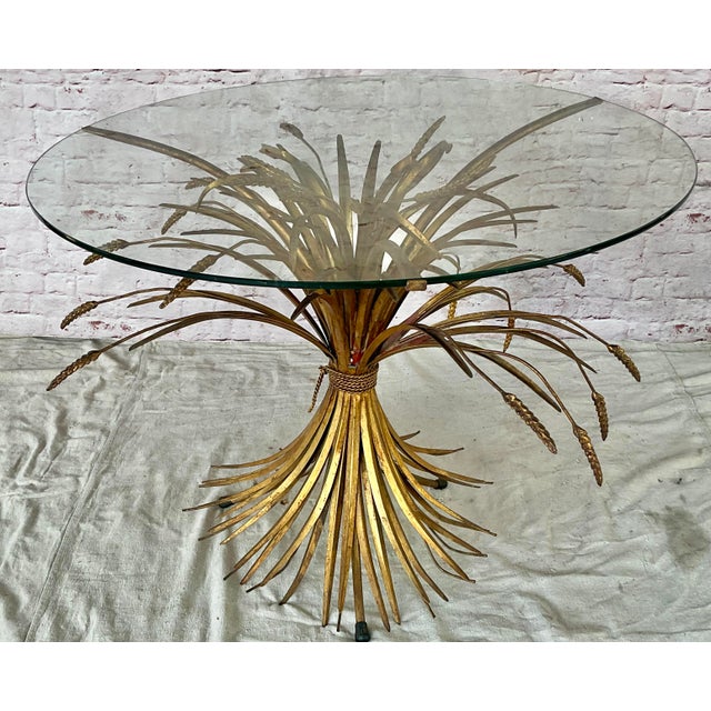 Mid-Century Gilt Wheat Coco Chanel Side Table For Sale In Tampa - Image 6 of 9