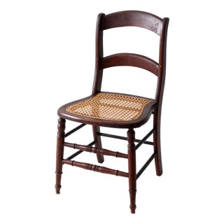 Antique American Cane Seat Ladder Back Chair For Sale