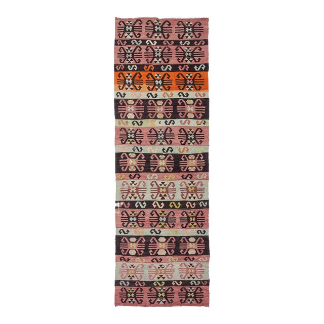 Vintage Decorative Turkish Kilim Runner For Sale