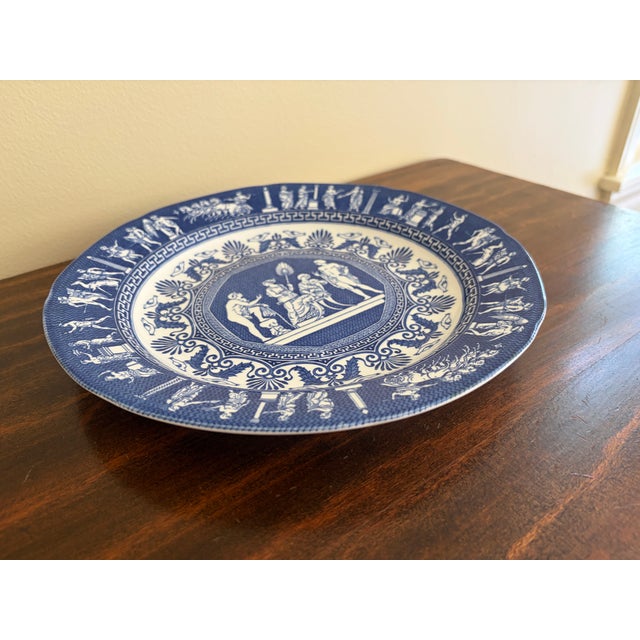 Mottahedeh Vintage Mottahedeh Greek Revival Blue and White Neoclassical Plate For Sale - Image 4 of 11