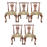 Chippendale Style Mahogany Dining Chairs, 5 For Sale