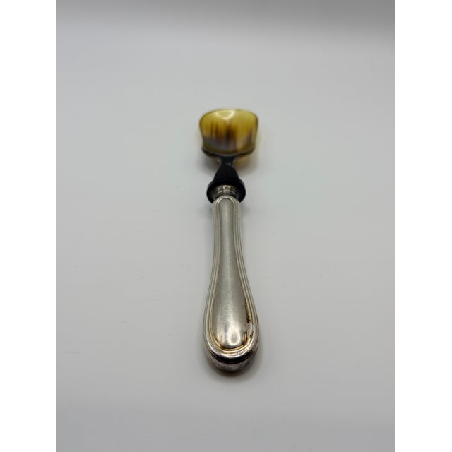 1990s 1990s Italian Silver & Horn Caviar Serving Spoon – Greggio, Italy For Sale - Image 5 of 5