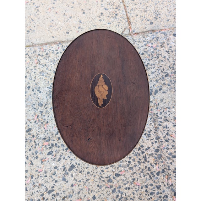 Vintage Mahogany Federal Style Shell Inlay Occasional Table For Sale - Image 4 of 6