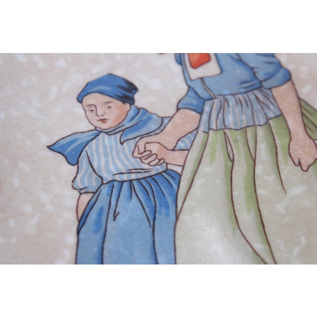 White Antique Dresden Fine China Porcelain Cake Plate Dutch Children For Sale - Image 8 of 11