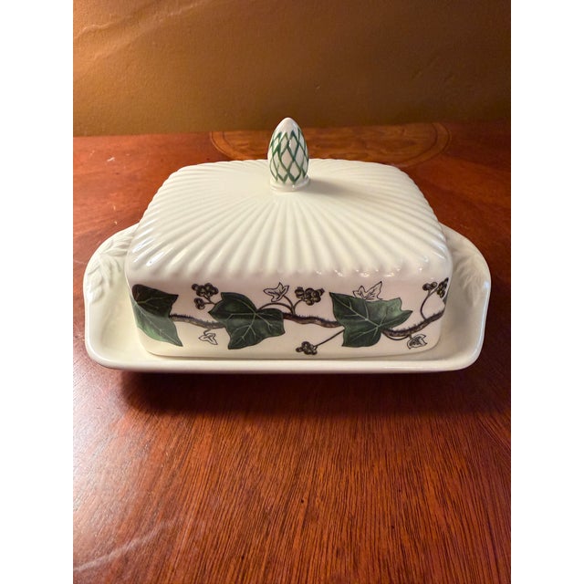 Mid-Century Modern Vintage Wedgwood Edme Queen's Ware With Ivy Covered Butter Dish For Sale - Image 3 of 8