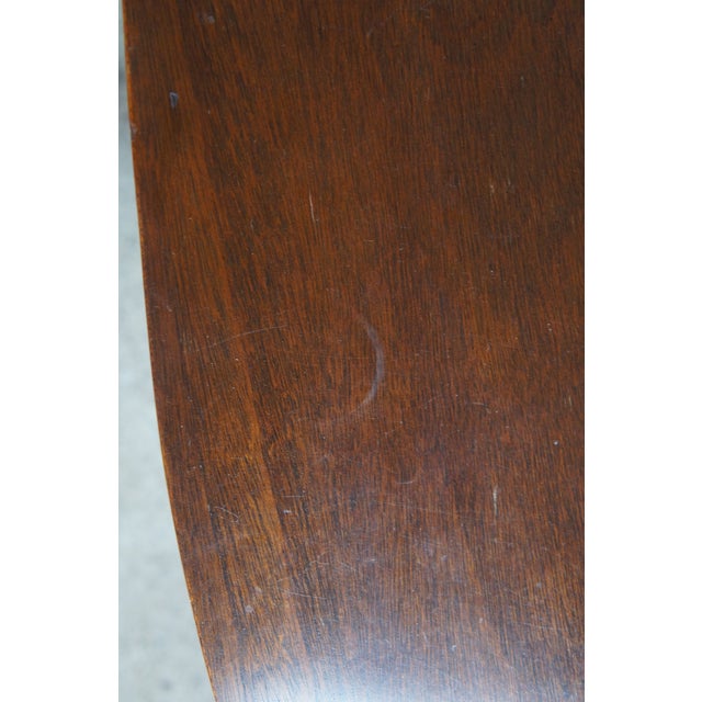 Vintage Federal Style Mahogany Marquetry Inlaid Demilune Console Hall Table For Sale - Image 11 of 13
