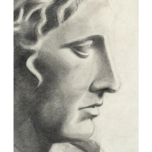 Portraiture Early 1900's Antique French Academic Drawing of Female Greek/Roman Statue in Graphite on Paper With Mat For Sale - Image 3 of 5