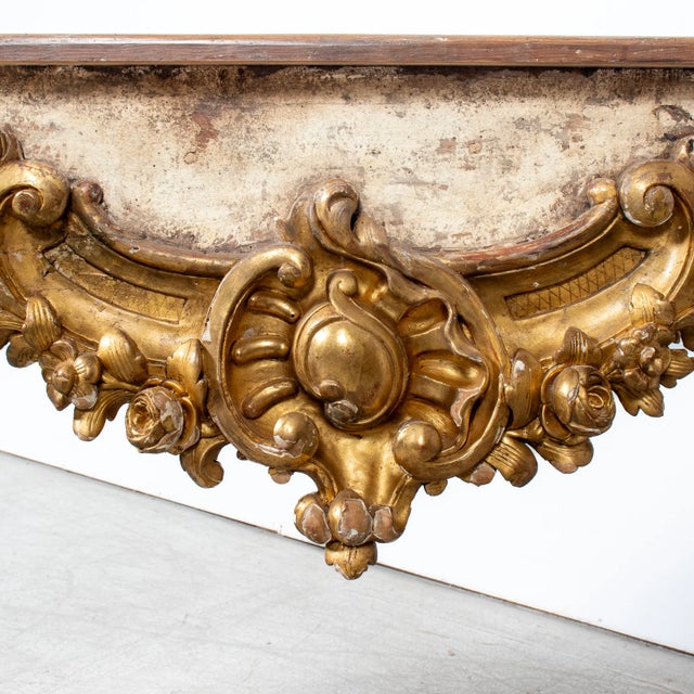 Custom Made French Louis XV Style Painted Rococo Wall Console With 18th-Century Giltwood Pelmet For Sale - Image 10 of 16
