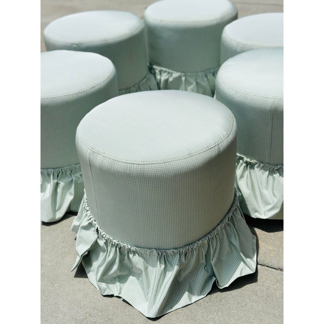 1960s Set of Six Custom Upholstered Scalamandre Silk Stools For Sale - Image 5 of 6