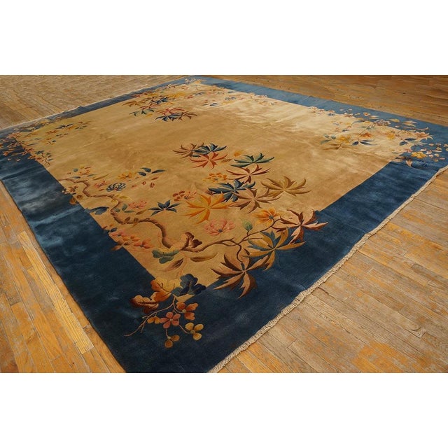 Amazing Beige Background Color withSome Palmettes Asymmetric Patterns Antique Chinese Art Deco Rug For Sale - Image 4 of 10