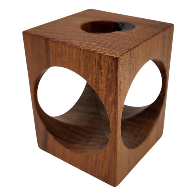 1960s Vintage Scandinavian Teak Candle Holder with Sculptural Design For Sale