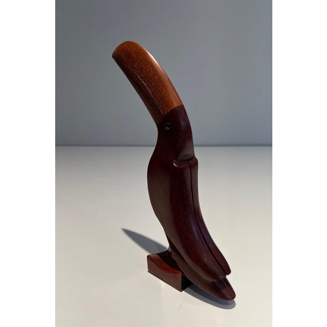 Mid-Century Modern 1970s Wooden Toucan With Glass Eyes For Sale - Image 3 of 12