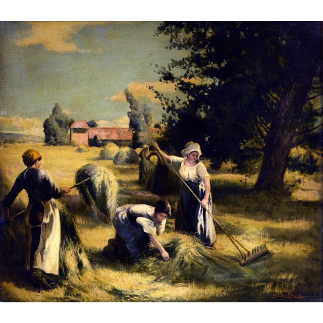 Elegant countryside scene signed by Emilio Pergola, a noted Italian painter associated with the Neapolitan expressionist...