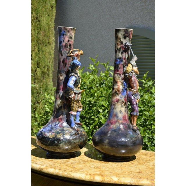 1920s Glazed Ceramic Vases, 1920s, Set of 2 For Sale - Image 5 of 13