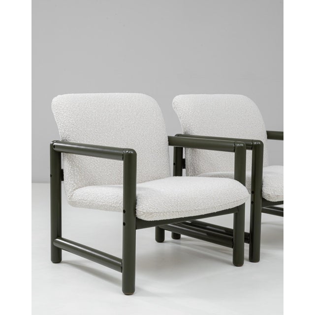 White 20th Century Czech Lounge Chairs With Green Tubular Frames - A Pair For Sale - Image 8 of 18