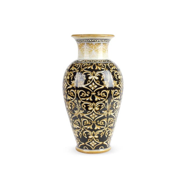 Damask Heritage Vase by deBlona Dimensions: D 26 x H 51 cm. Materials: Ceramic. Colors: Black, golden yellow, cerium...