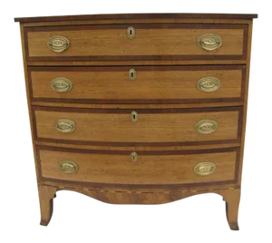 American Inlaid Bow Front Chest of Drawers