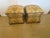 Pair of Luxurious upholstered stools by Lexington finished with brass nailheads. 21.5” square top. 19” H