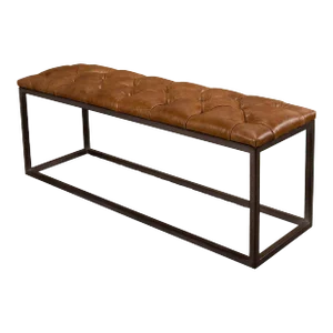 Modern Tufted Leather Bench