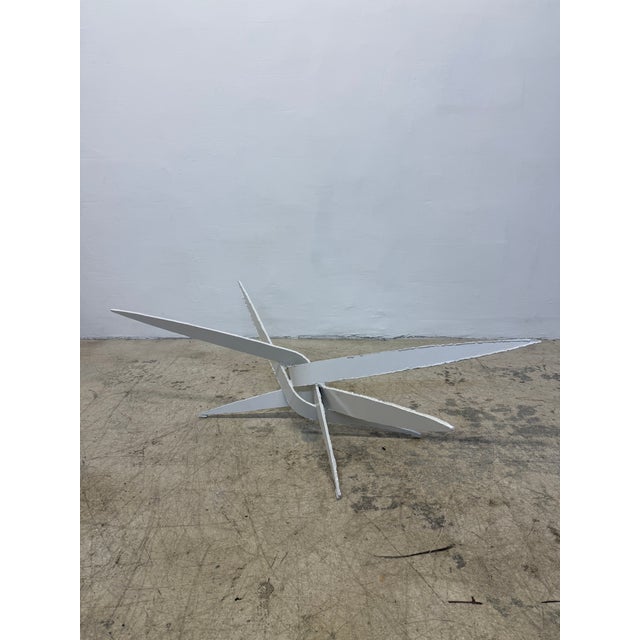 Silas Seandel Attrb. Brutalist Torch Cut White Lacquer Steel Coffee Table Base For Sale In Miami - Image 6 of 15