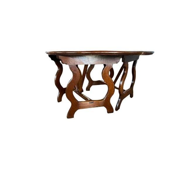 Pair of 18th Century Italian Walnut Demi Lune Consoles With Lyre Legs For Sale - Image 14 of 17