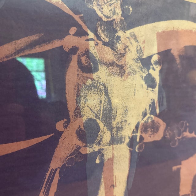 1970s Modernist Abstract Expressionist Framed Pair of Prints Blue Purple Signed For Sale - Image 10 of 13