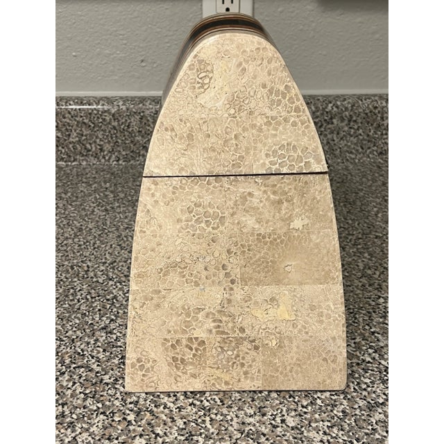 Metal 1980s Vintage Postmodern Maitland - Smith Large Pyramid Tessellated Marble & Stone Jewelry Box For Sale - Image 7 of 10
