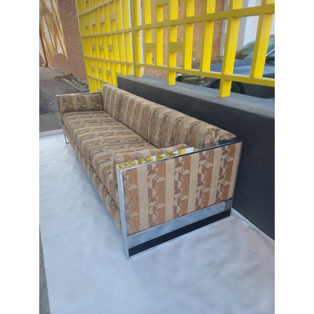 Mid-Century Modern Milo Baughman Chrome Frame Sofa For Sale - Image 3 of 13