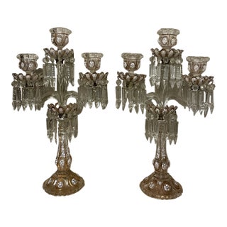 1900 French Baccarat Crystal Candelabra - Pair For Sale