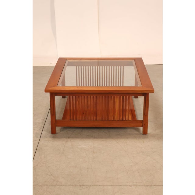 Stickley Mission Collection Glass Top Cherry Cocktail Table For Sale - Image 18 of 18
