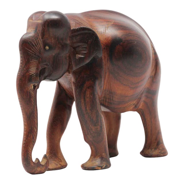 African Wood Hand Carved Elephant For Sale